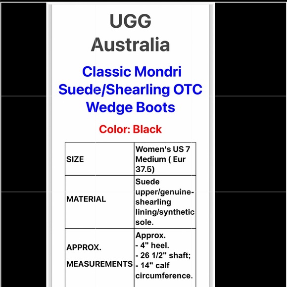 UGG Classic Mondri OTC Black Suede/Shearling Wedge - Picture 5 of 7